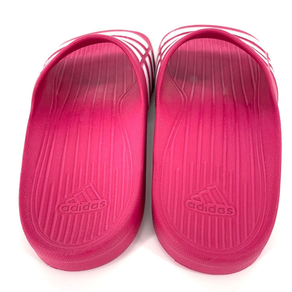Adidas Adilette Slides Slip-on Youth Size 5 Pink White - Picture 3 of 8